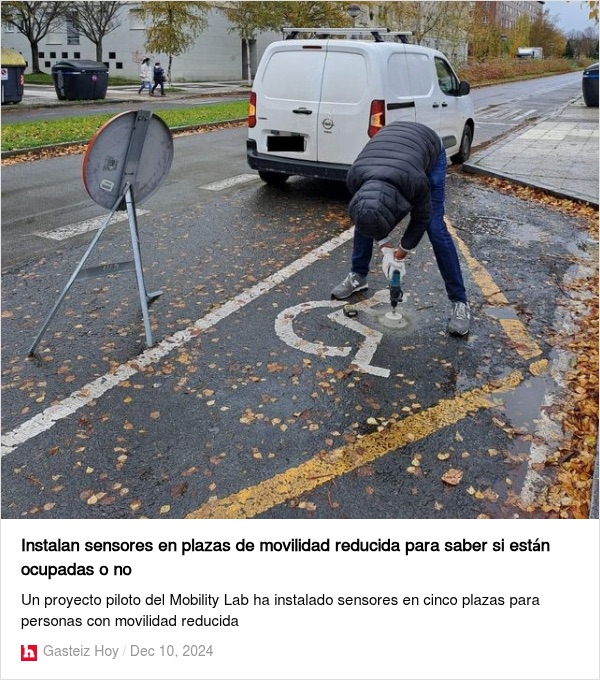 Prueba de sensores IoT en una plaza de aparcamiento accesible en Vitoria-Gasteiz